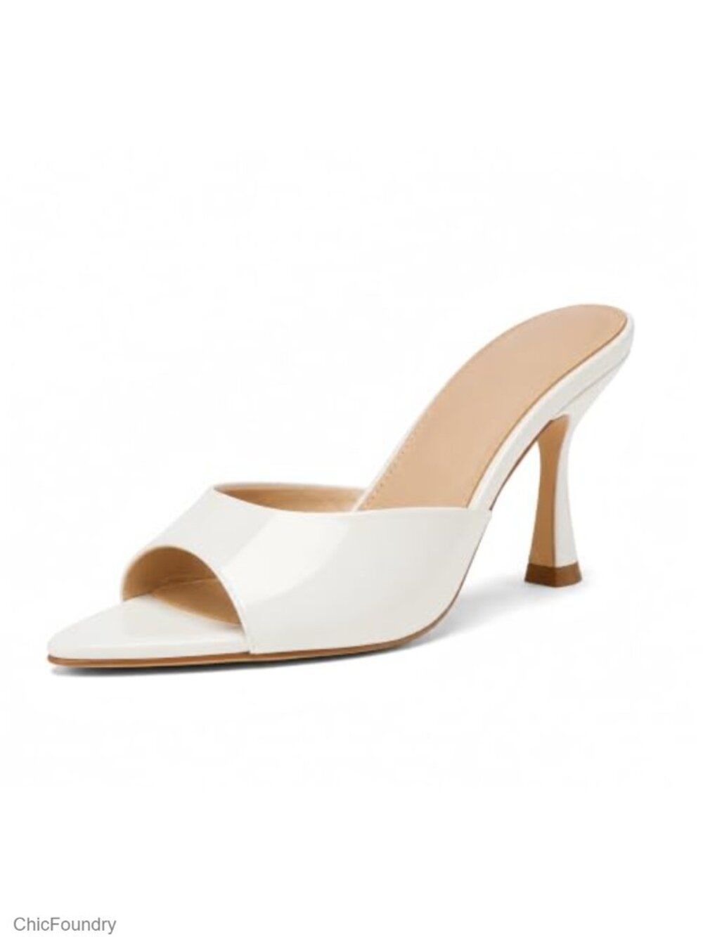 Kitten Heel Mule Sandals Pointed Peep Toe Dress Shoes for Women
